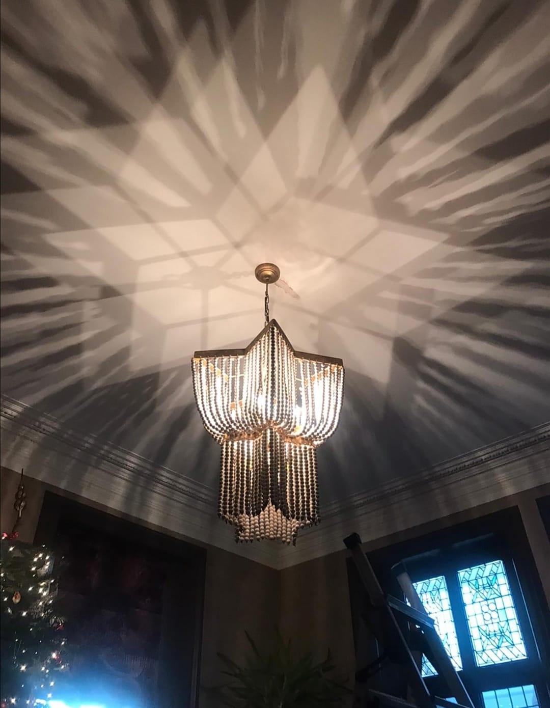 Gold Star Shaped Beaded Chandelier