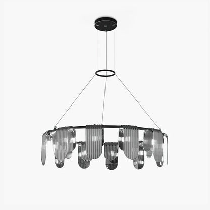 Elegant Brass Chandelier with Smoke Gray Shade