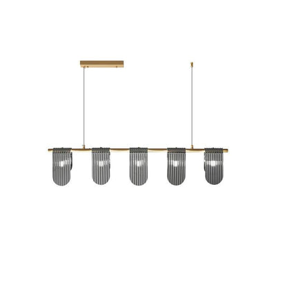 Elegant Brass Chandelier with Smoke Gray Shade