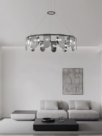 Elegant Brass Chandelier with Smoke Gray Shade
