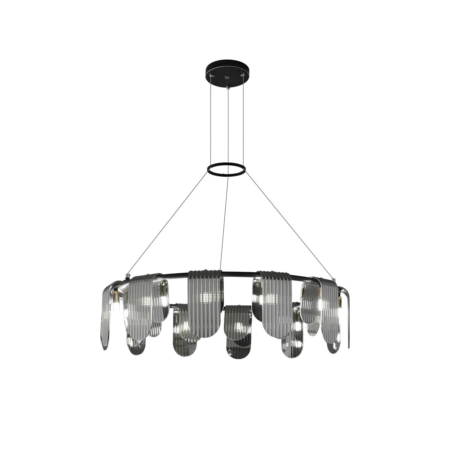 Elegant Brass Chandelier with Smoke Gray Shade