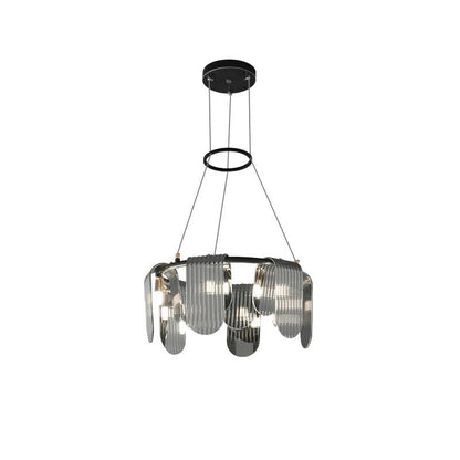 Elegant Brass Chandelier with Smoke Gray Shade