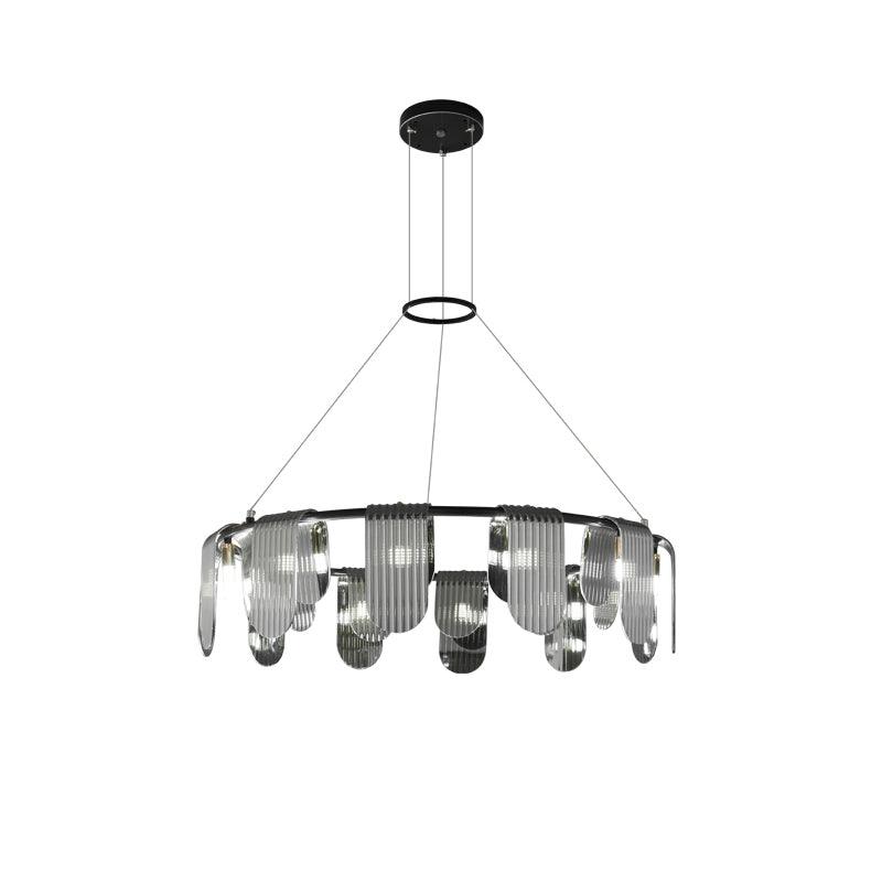 Elegant Brass Chandelier with Smoke Gray Shade