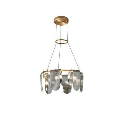 Elegant Brass Chandelier with Smoke Gray Shade