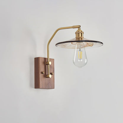Heritage Walnut Wall Lamp, Walnut & Brass