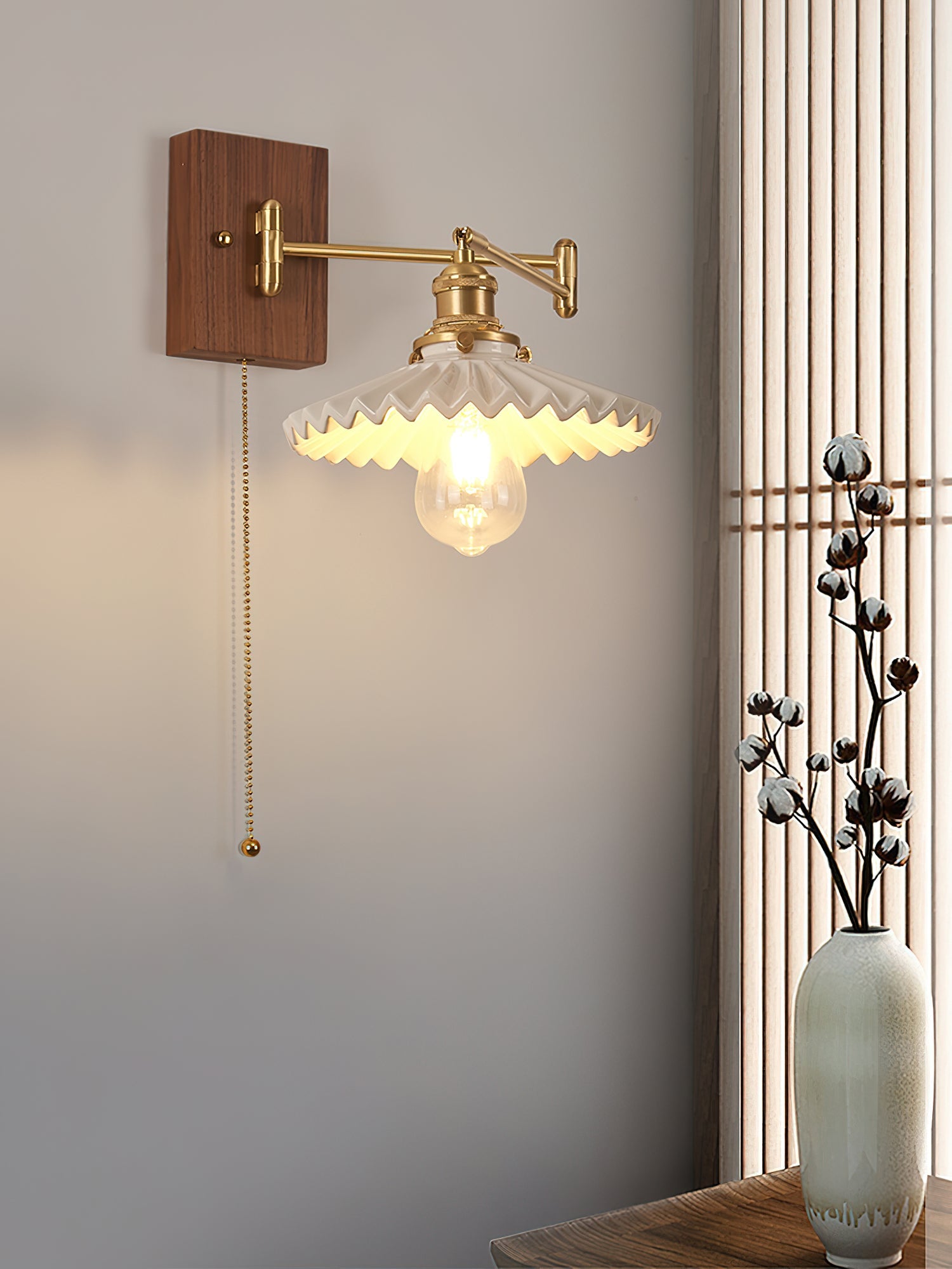 Heritage Walnut Wall Lamp, Walnut & Brass