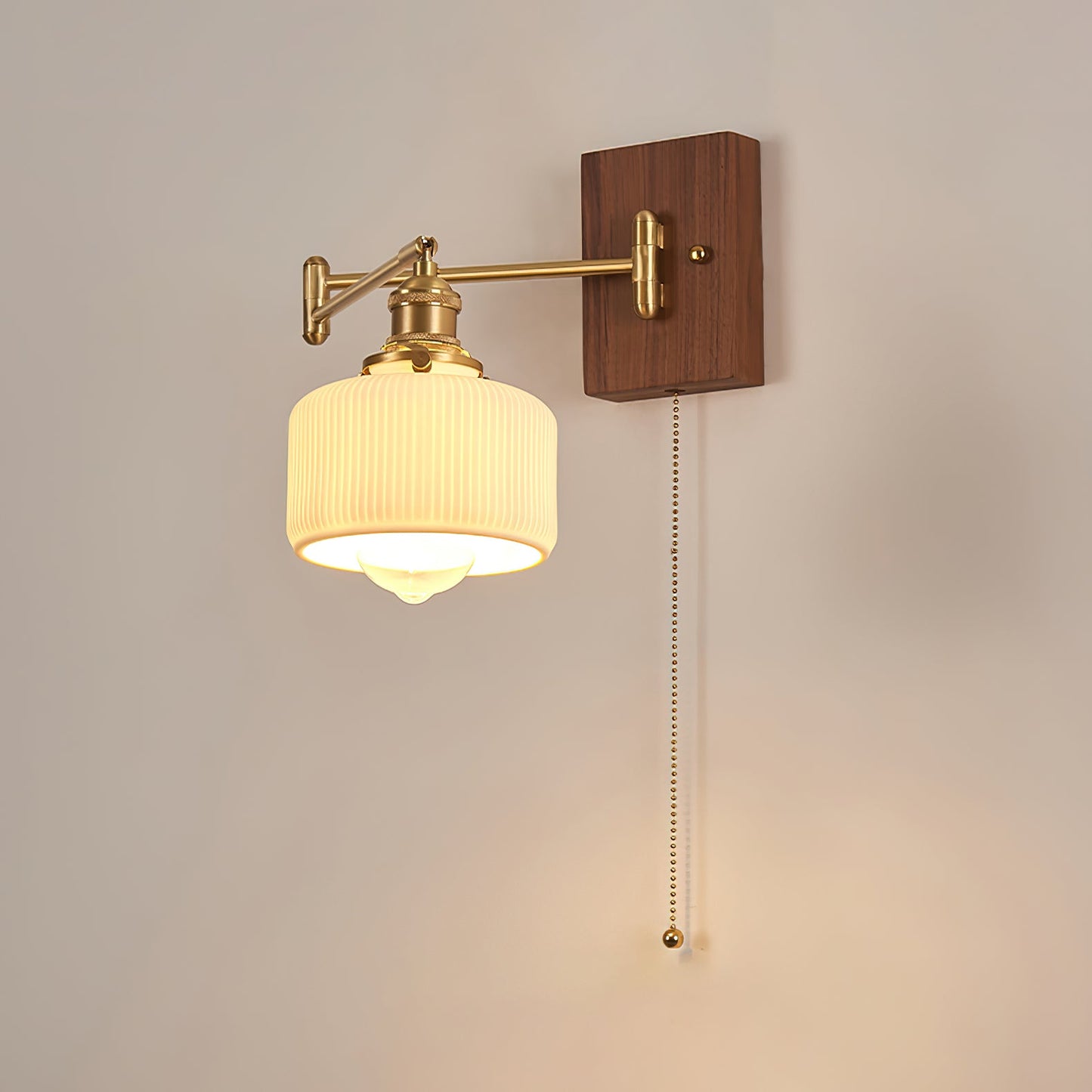 Heritage Walnut Wall Lamp, Walnut & Brass