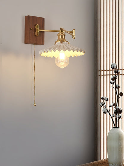 Heritage Walnut Wall Lamp, Walnut & Brass