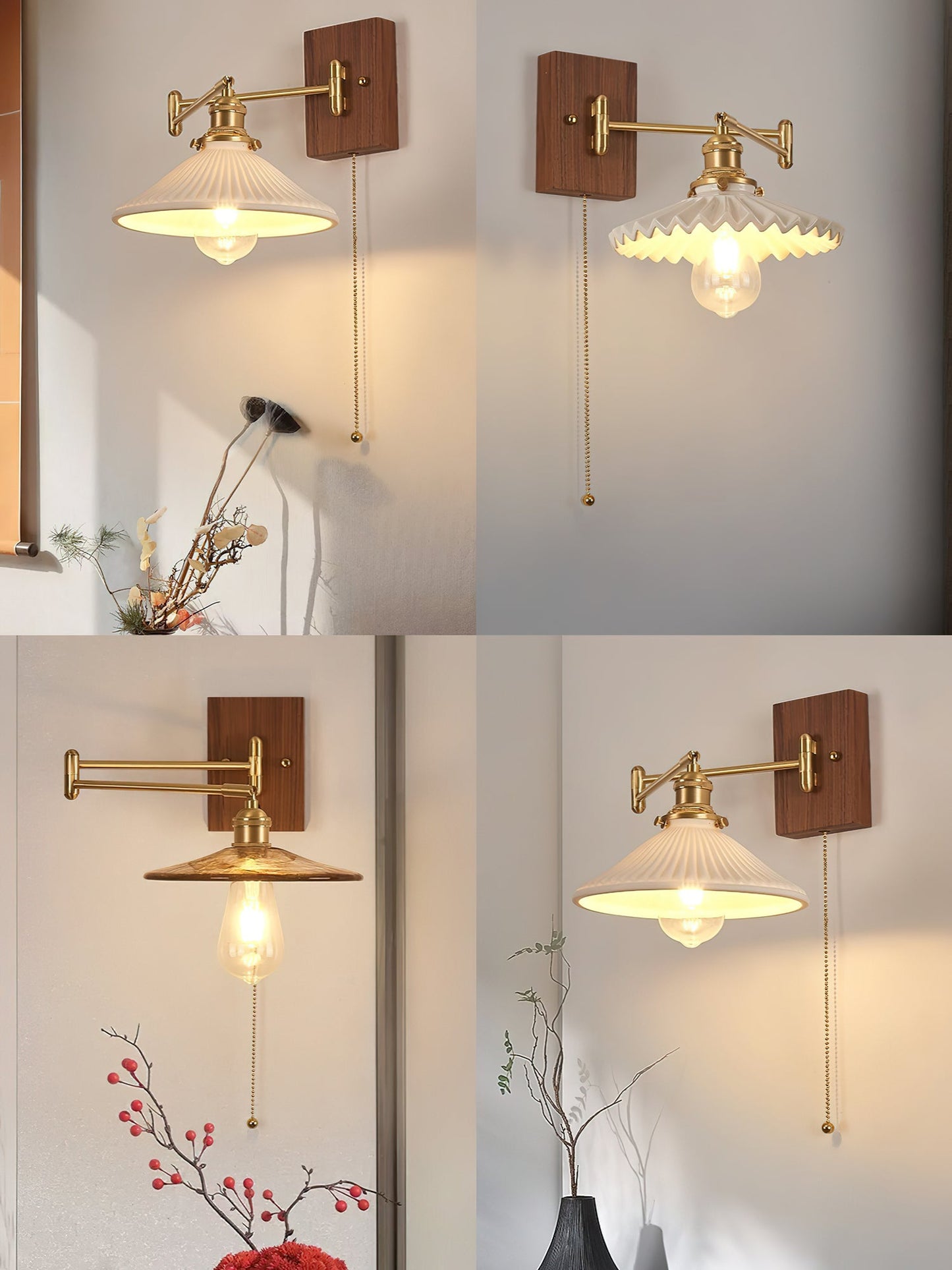 Heritage Walnut Wall Lamp, Walnut & Brass