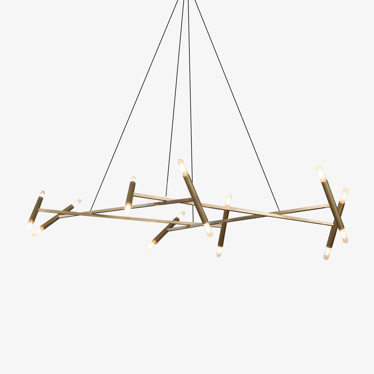 Le Diamant Brass Chandelier with Acrylic Shades