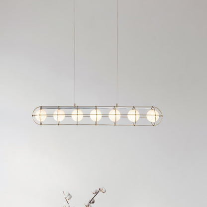 Modern Round Chandelier with White Glass Shade