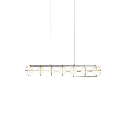 Modern Round Chandelier with White Glass Shade