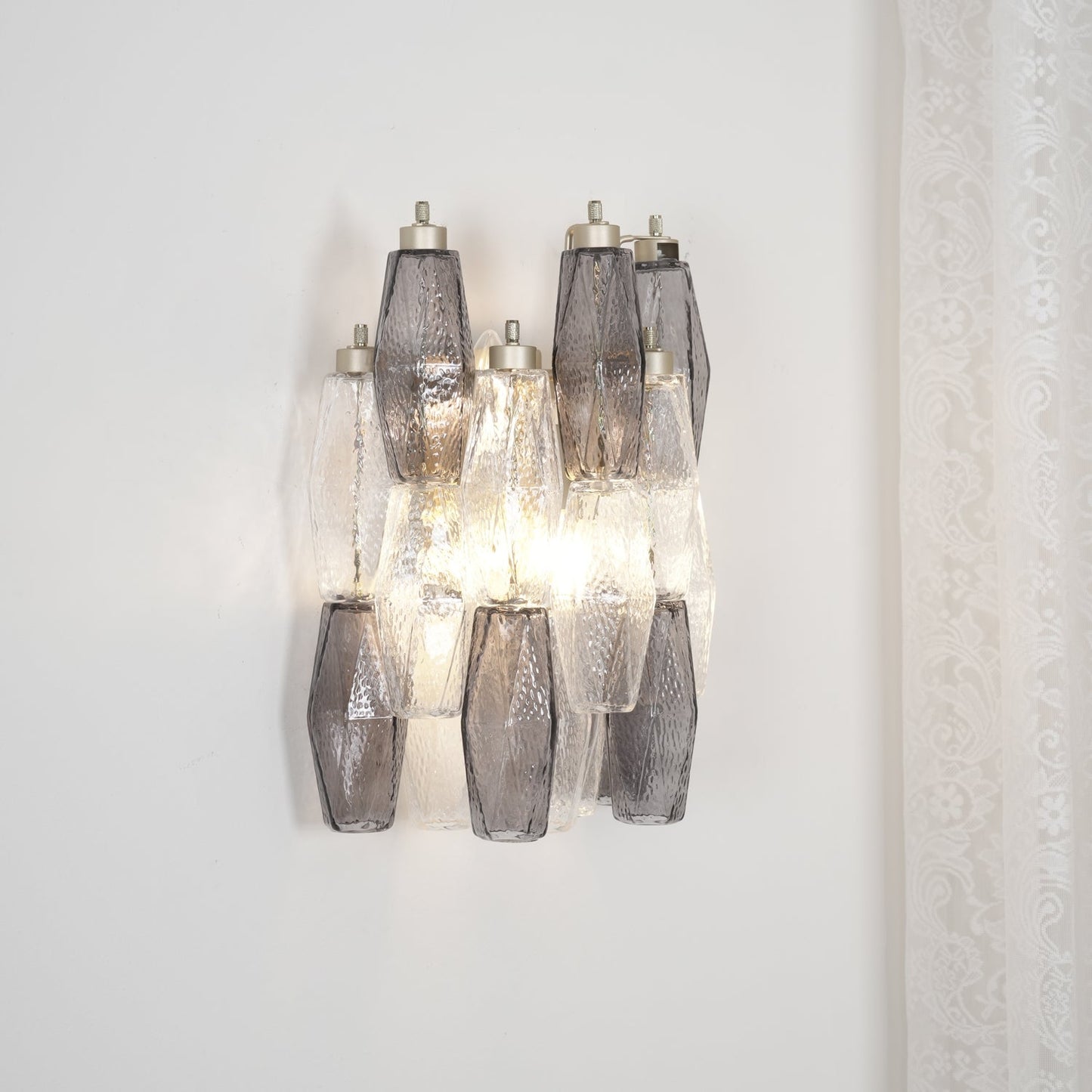 Murano Glass Wall Lamp with Rhombus Design