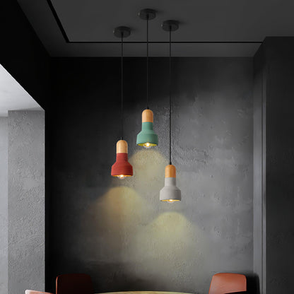 Nessa Wood Pendant Light, Cement Shade, Multiple Finishes