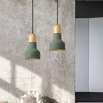 Nessa Wood Pendant Light, Cement Shade, Multiple Finishes