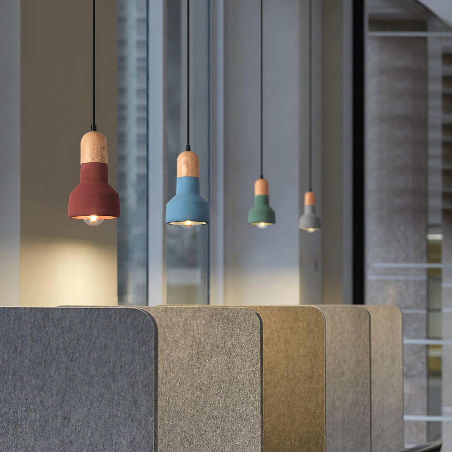 Nessa Wood Pendant Light, Cement Shade, Multiple Finishes