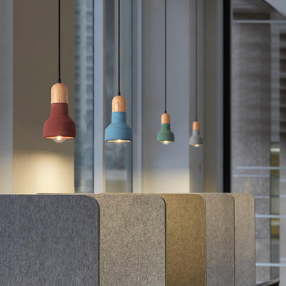 Nessa Wood Pendant Light, Cement Shade, Multiple Finishes