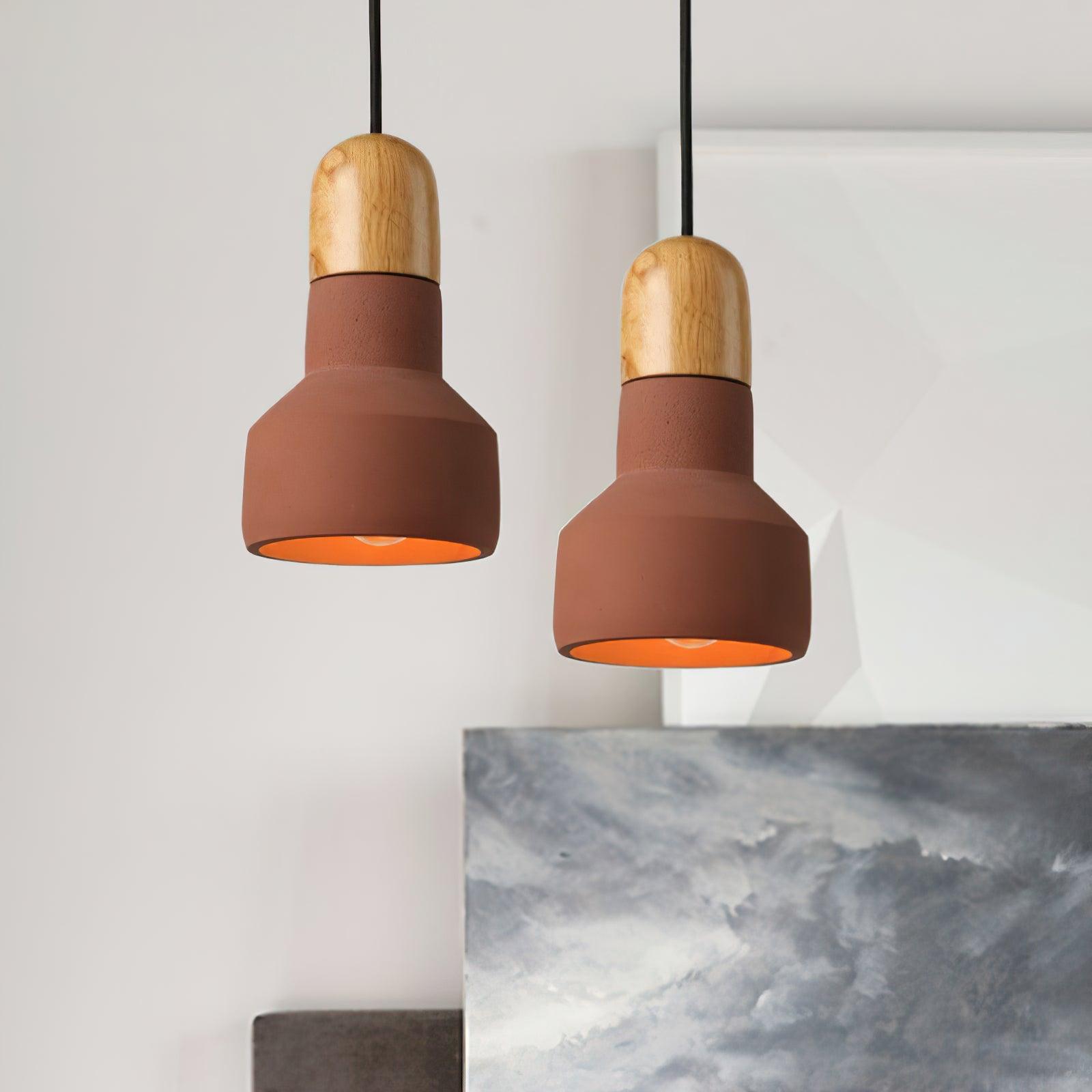 Nessa Wood Pendant Light, Cement Shade, Multiple Finishes