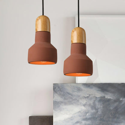 Nessa Wood Pendant Light, Cement Shade, Multiple Finishes