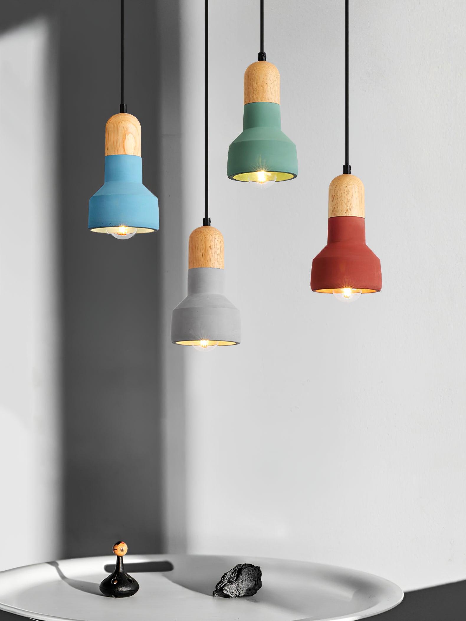 Nessa Wood Pendant Light, Cement Shade, Multiple Finishes