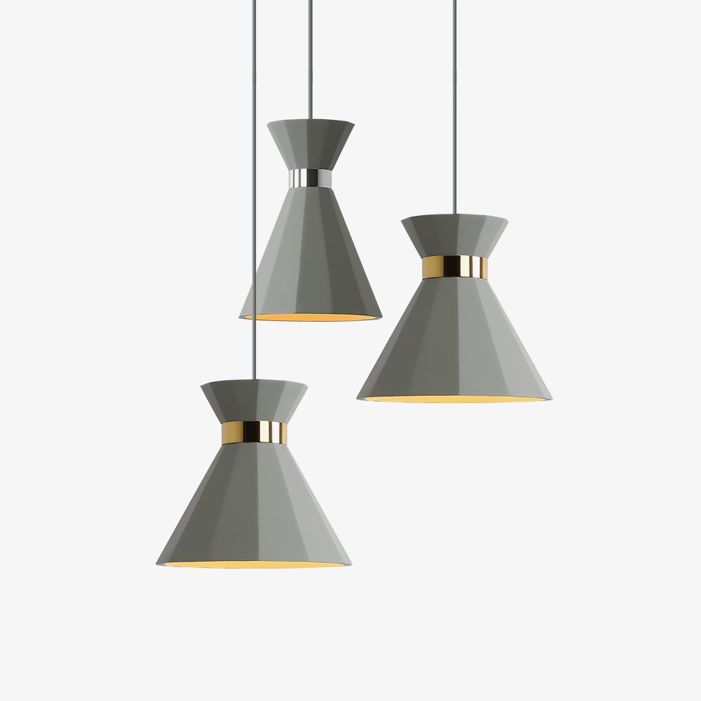 Cement Pendant Light with Grey and Gold Accents