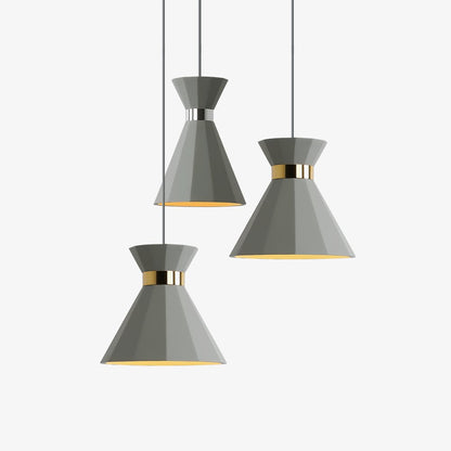 Cement Pendant Light with Grey and Gold Accents