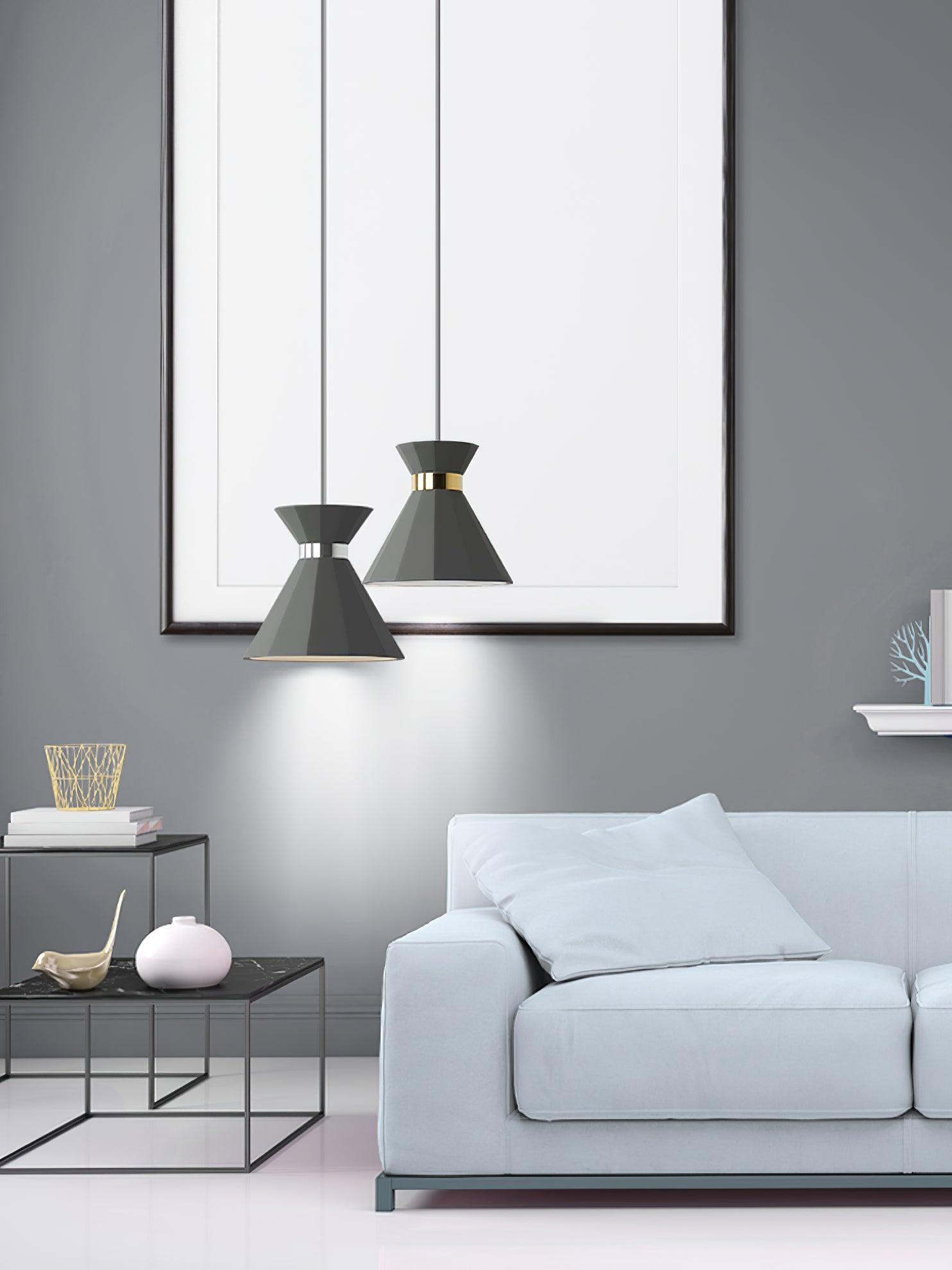Cement Pendant Light with Grey and Gold Accents