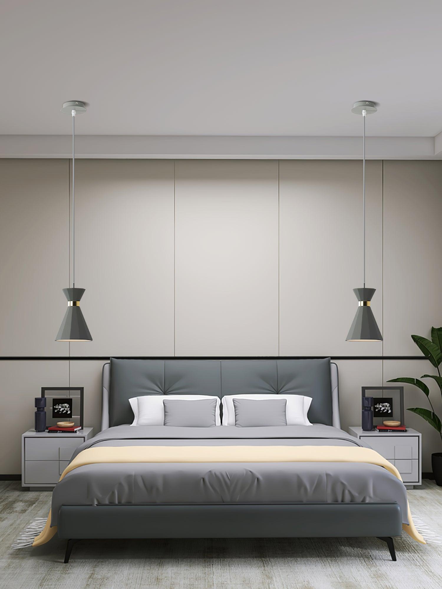 Cement Pendant Light with Grey and Gold Accents