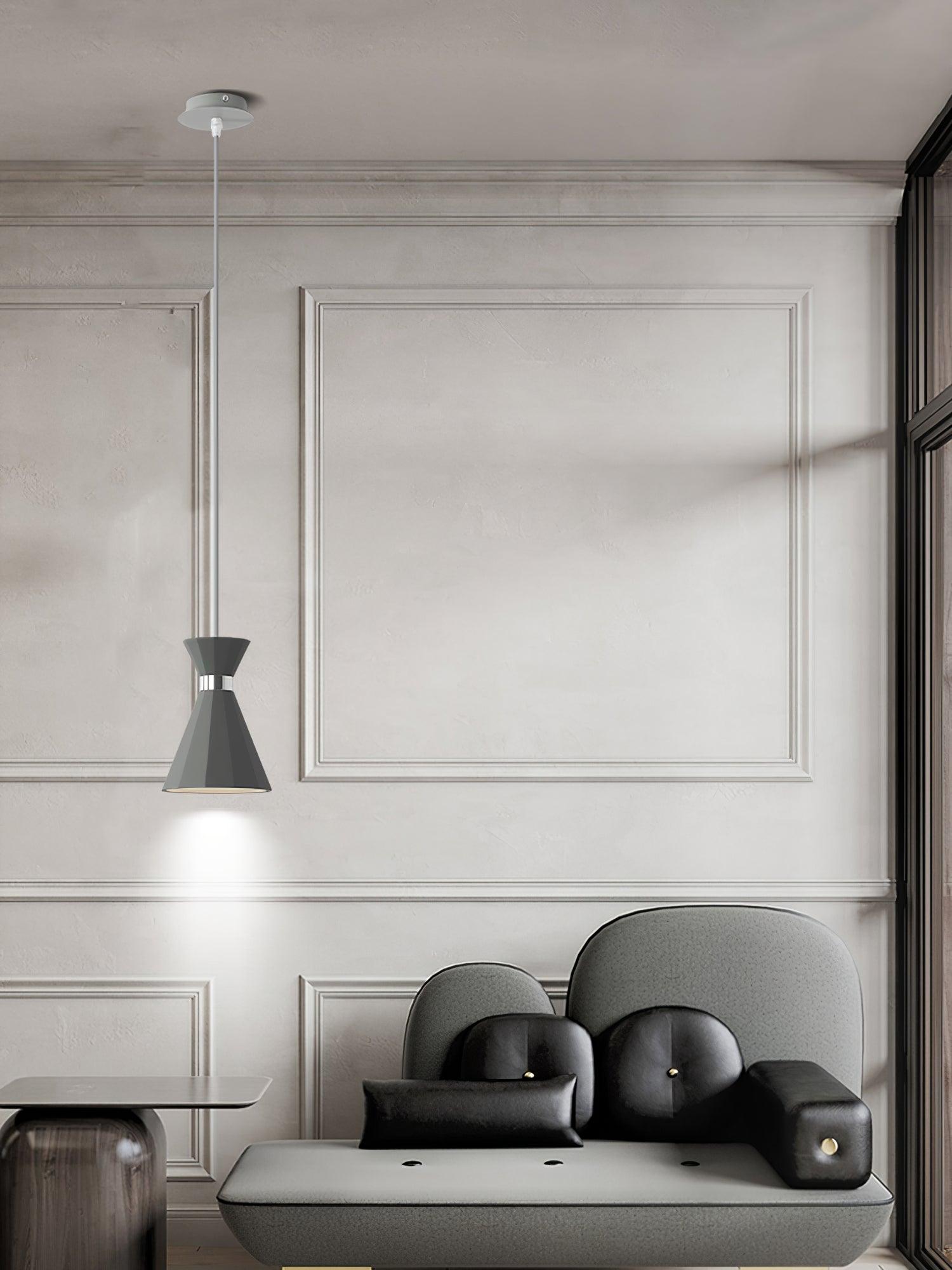 Cement Pendant Light with Grey and Gold Accents