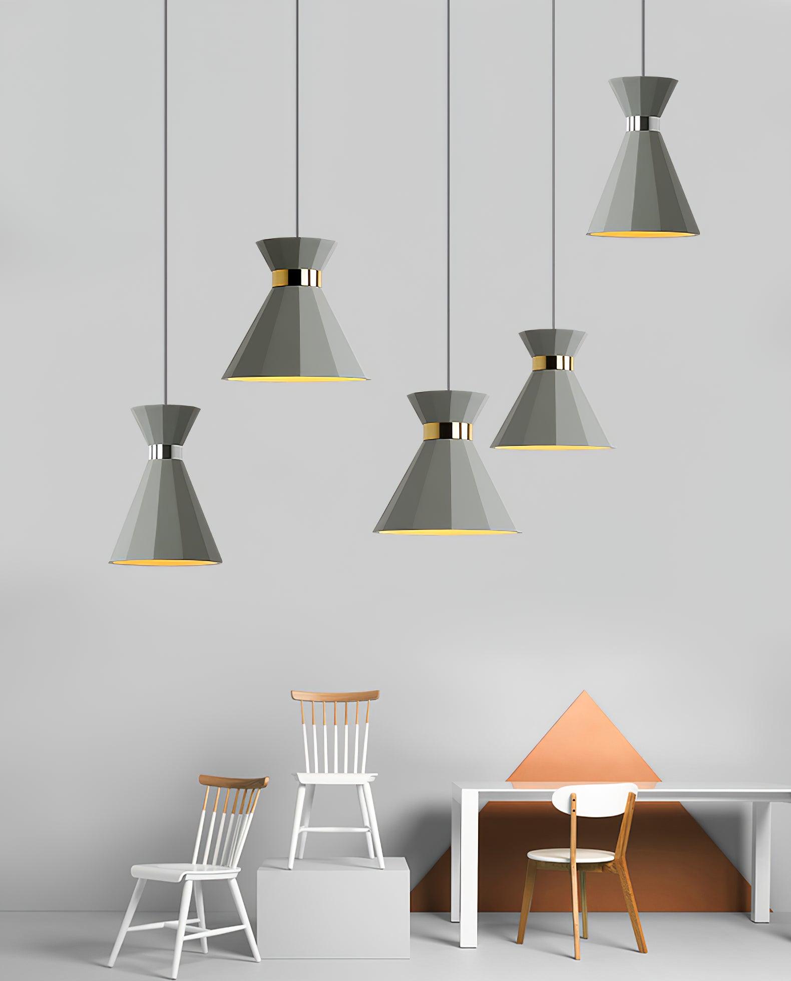 Cement Pendant Light with Grey and Gold Accents