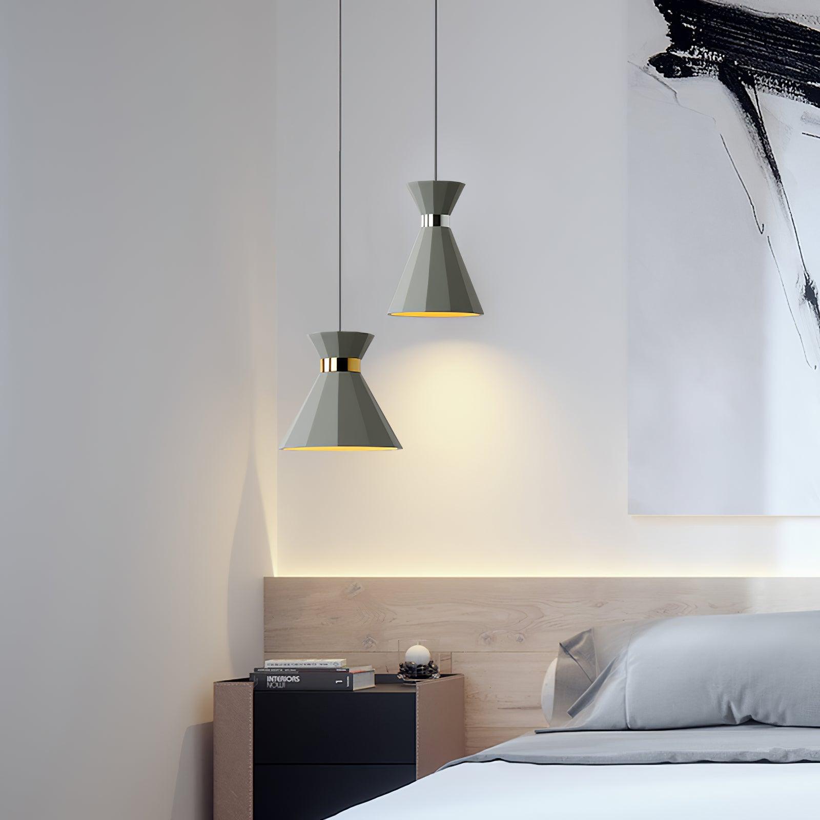 Cement Pendant Light with Grey and Gold Accents