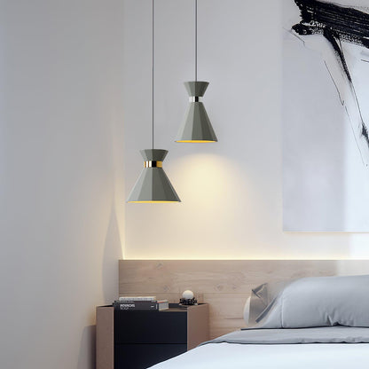 Cement Pendant Light with Grey and Gold Accents
