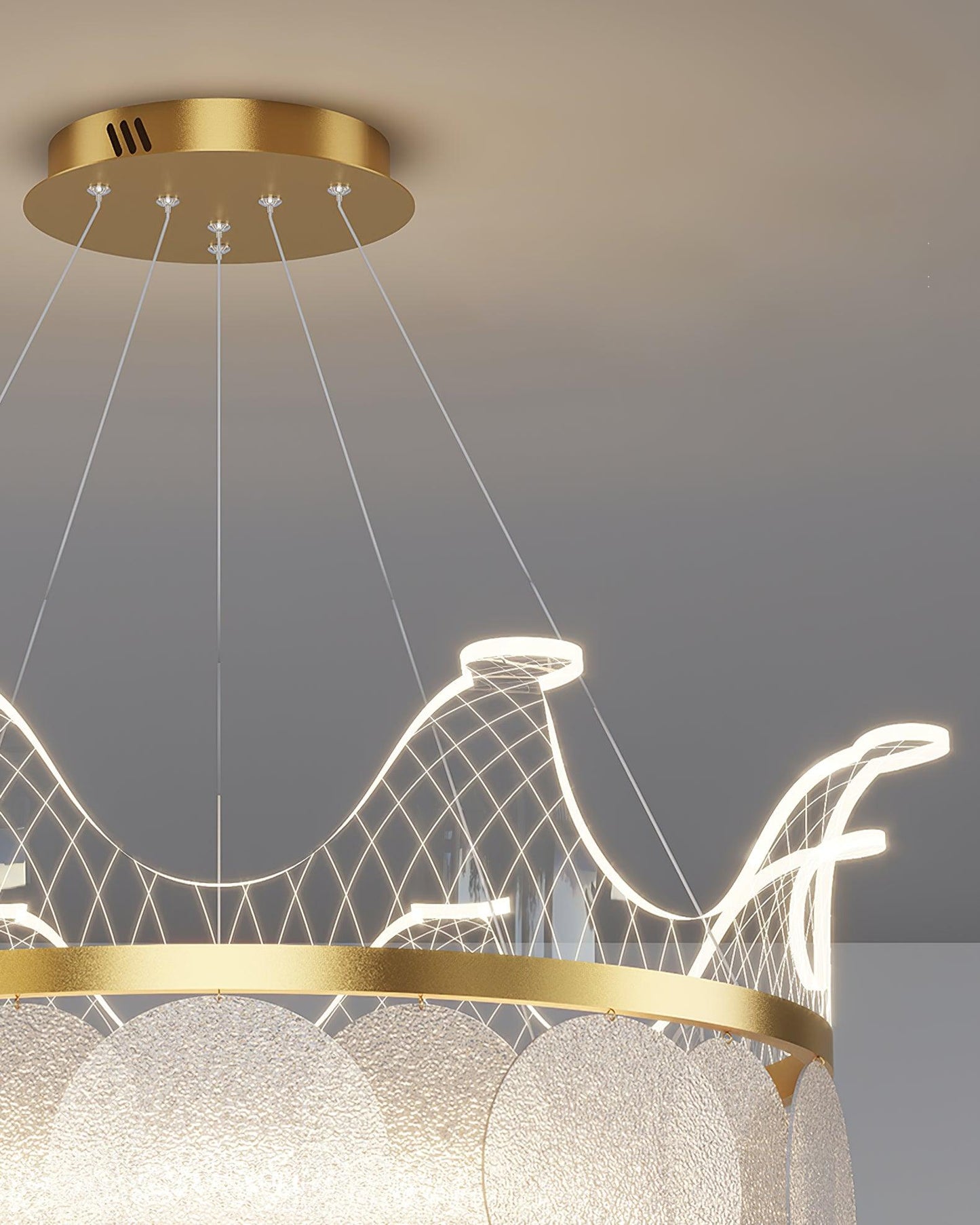 Vassar Crown Chandelier with 3-Color Dimming